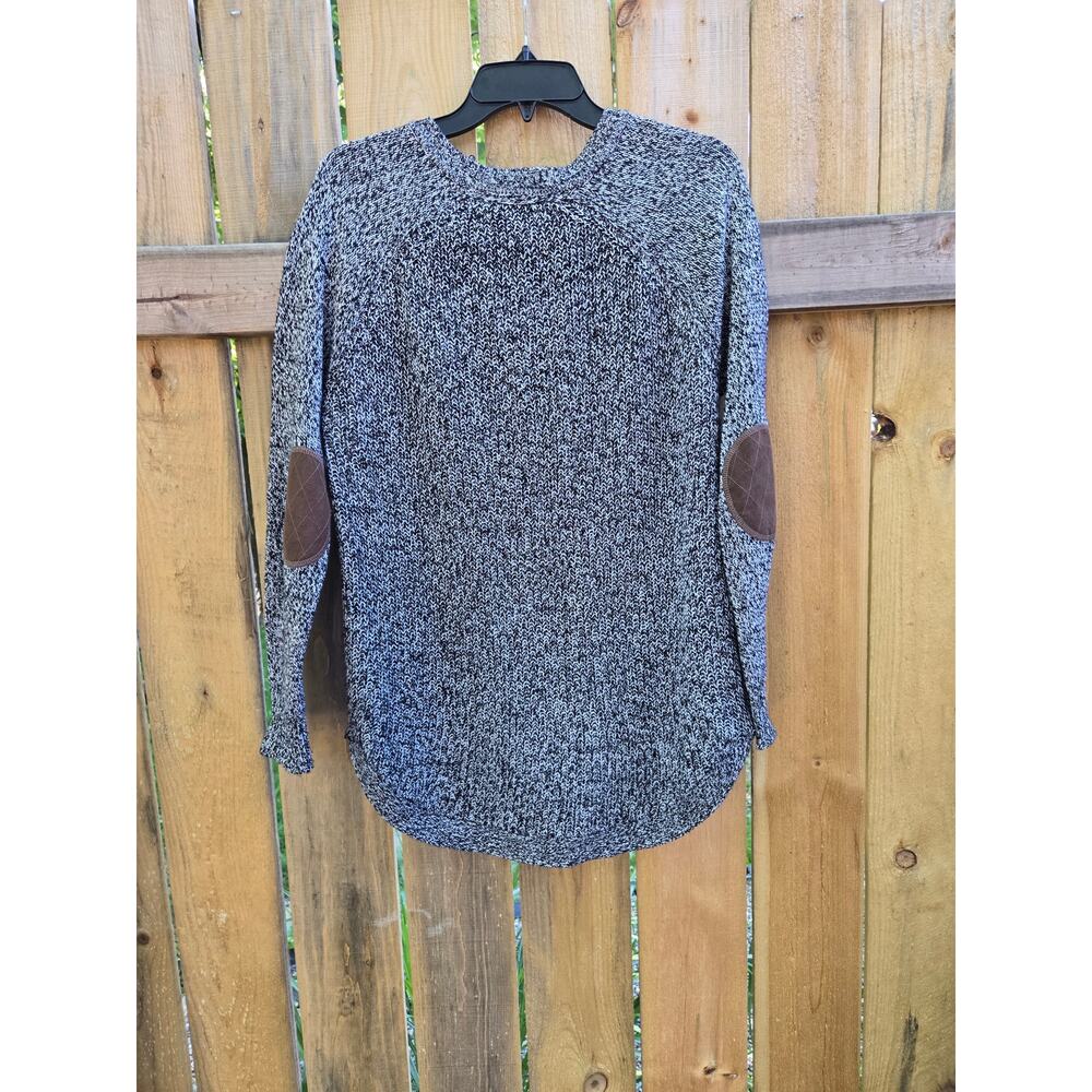 Kim Rogers Women's Black and White Marled Crew Neck Knit Sweater, Size Large